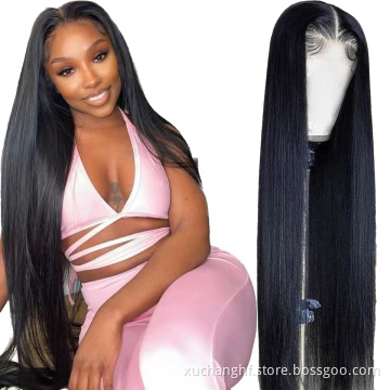 13x4 13x6 360 370 HD Lace Frontal Wig Brazilian Straight Human Hair Wigs, 150% 180% Fake Scalp Lace Wigs For Black Woman